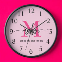Chaud rose moderne Script Girl Monogramme Nom