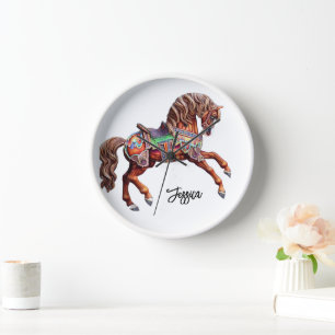 Horloge Cheval en bois orné