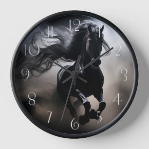 Horloge Cheval friésien noir