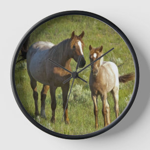 Horloge Chevaux sauvages Dakota du Nord