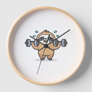 Horloge Chibi Sloth Gym Échec - Cute Kawaii Drôle Entraîne