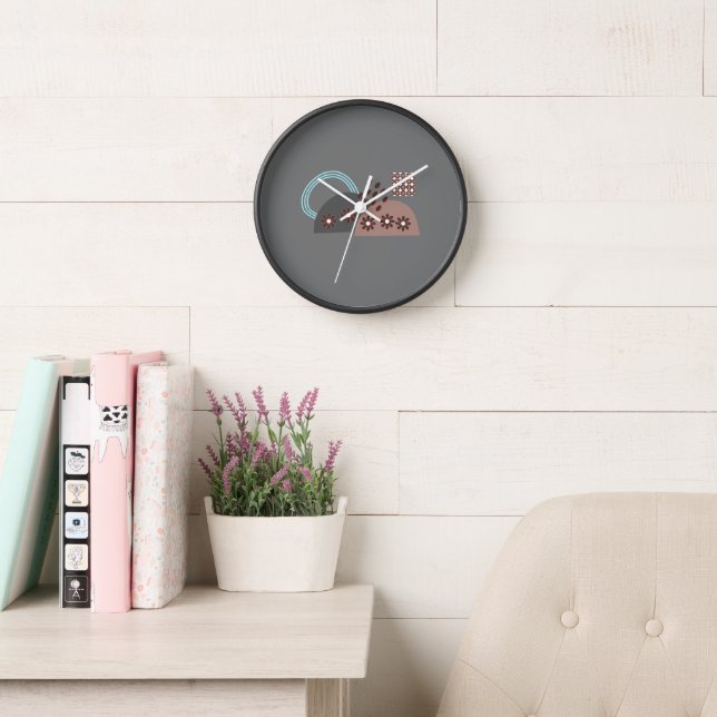 Horloge Chic moderne Monogramme rond Boho (Salle de lecture)