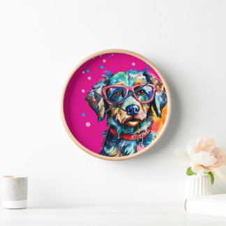 Horloge Chien avec des lunettes