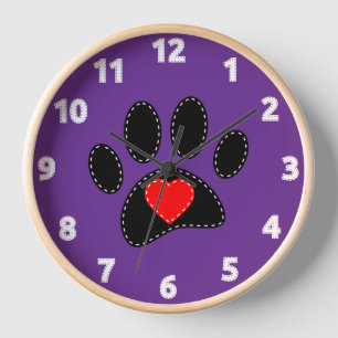 Horloge Chien maman Dessin pourpre