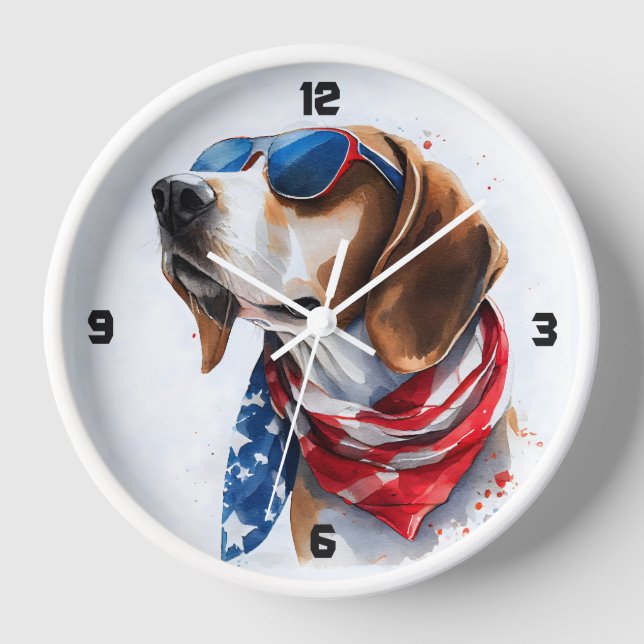 Horloge Chien patriotique 4 juillet (Recto)
