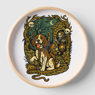 Horloge Chien squelette effrayant esthétique horreur