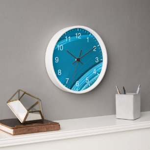 Horloge Chiffres blancs Turquoises Abstraits