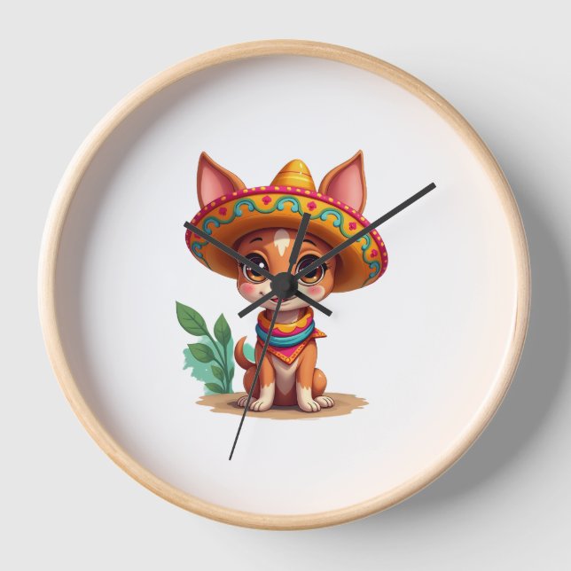 Horloge Chihuahua  Mexico  Cinco de Mayo  Funny Dog   (3) (Recto)