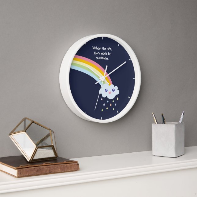 Horloge Citation inspirée et motivationnelle arc-en-ciel (Bureau)