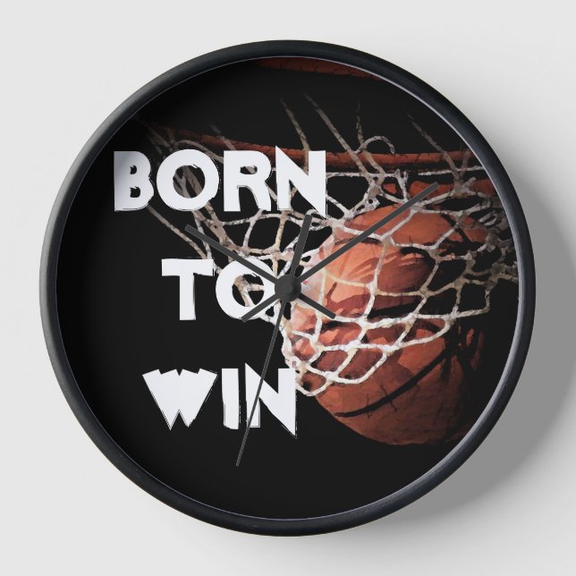 Horloge Citation motivationnelle disant Basketball né pour (Recto)