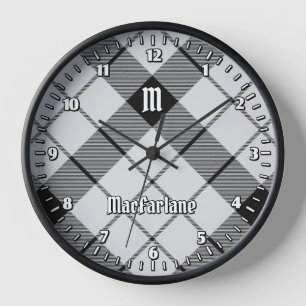 Horloge Clan MacFarlane Tartan noir et blanc