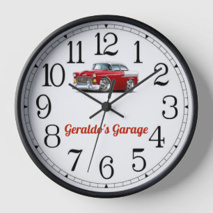 Horloge classique rouge et blanche de Garage de Ge