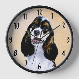 Horloge Cocker Spaniel (Parti) Peinture - Art Chien origin