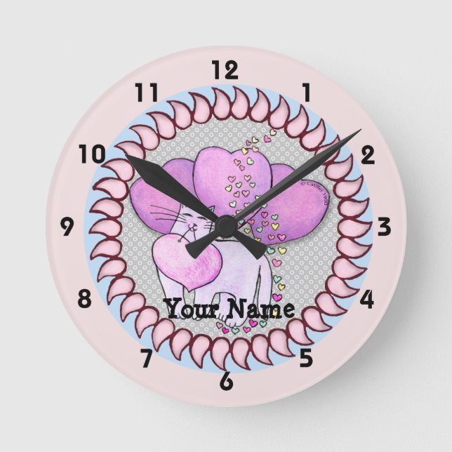 Horloge Coeur Amour Chat (Recto)