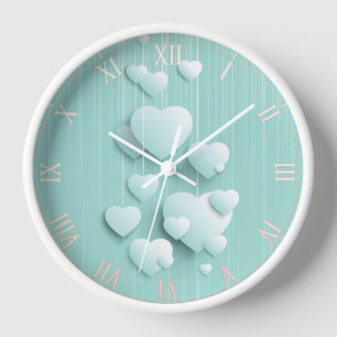Horloge Coeurs blancs 3D