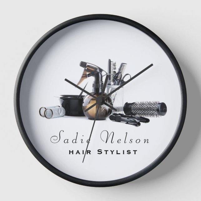 Horloge Coiffeuse Salon Outils Beauté Business (Recto)