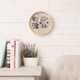 Horloge Collage de chats curieux