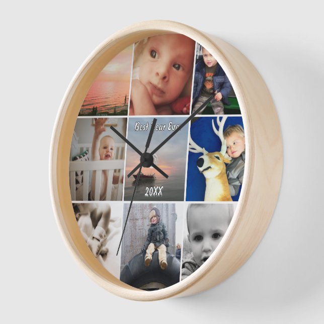 Horloge Collage de photos de la famille ou du couple (Angle)