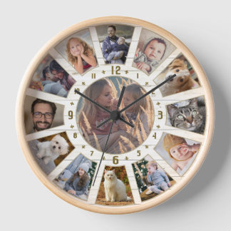 Horloge Collage Photo Famille 13 Agritourisme Lt Wood Cust