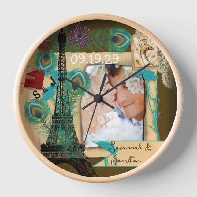 Horloge Collage photo Vintage personnalisé (Recto)