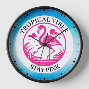 Horloge Conception de cercle d'été flamant rose-68730
