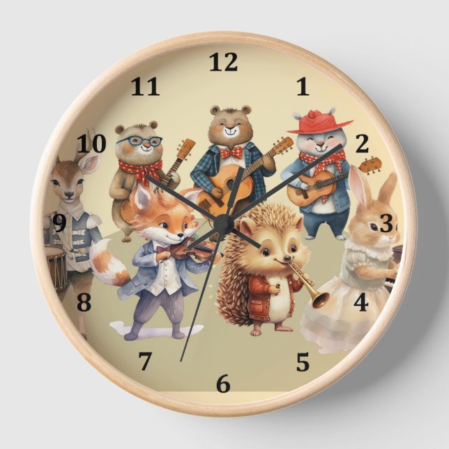 Horloge Conception de l'horloge avec un orchestre animal (Recto)