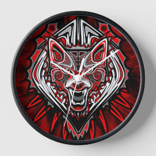 Horloge Conception de totem tribal Haida Loup