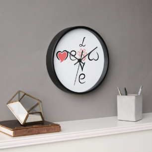 Horloge Conception d'empreinte de patte de coeur mignon po