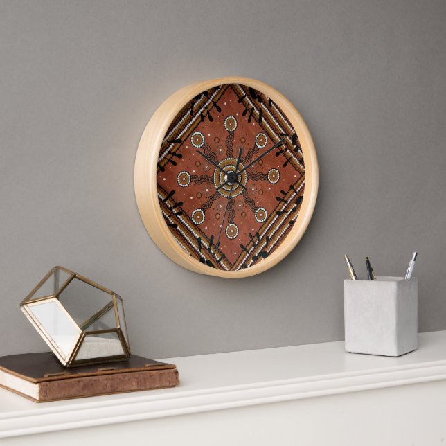 Horloge Connexion à l'art autochtone australien (Bureau)