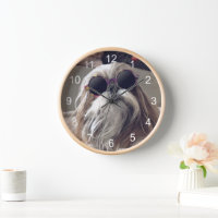 Cool Shih Tzu cheveux longs Lunettes de soleil vin