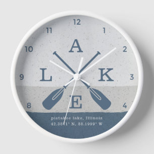 Horloge Coordonnées personnalisées Modern Lake House
