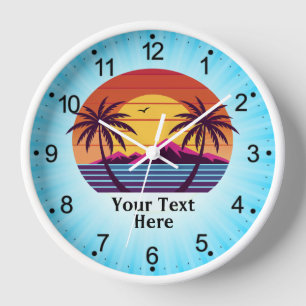 Horloge Coucher de soleil avec vecteur de palmiers