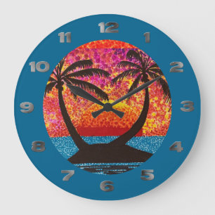 Horloge - Coucher de soleil de l'île vu à travers 