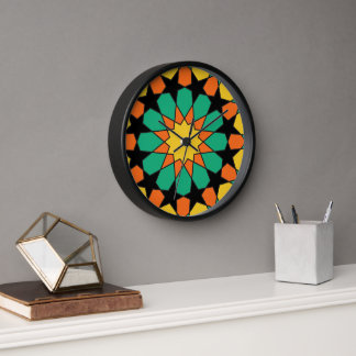 Horloge Coucher de soleil tropical Mosaïque marocaine