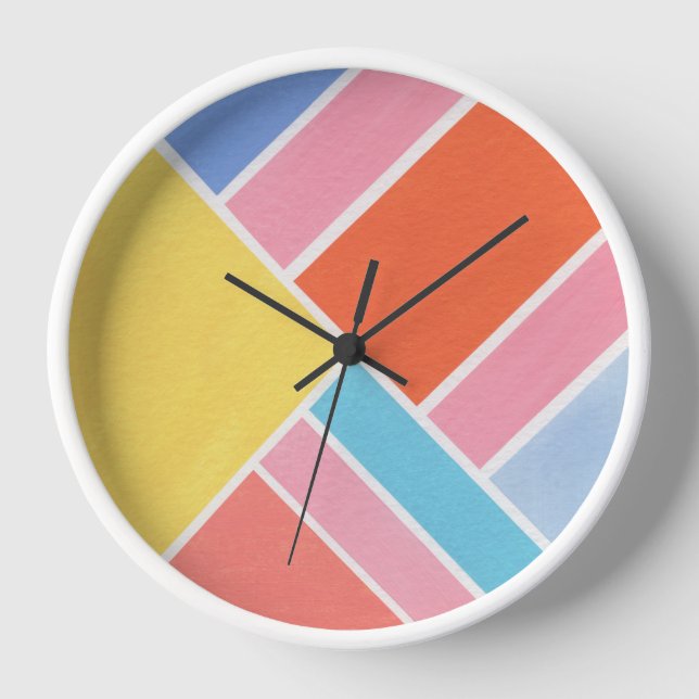 Horloge Couleur Bloc Formes été Lancer l'oreiller (Recto)