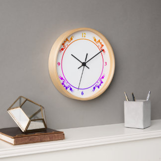 Horloge Couleur multicolore Blanc visage naturel Bois