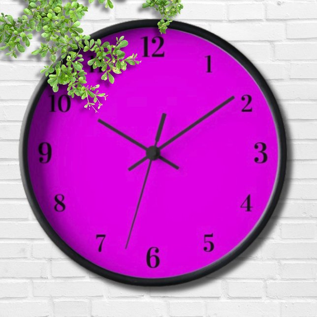 Horloge Couleur solide Fuchsia | Classic Elegant (Créateur téléchargé)