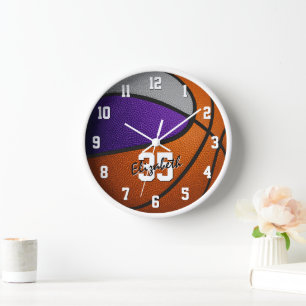 Horloge couleur violet gris de l'équipe nom du joueur de b