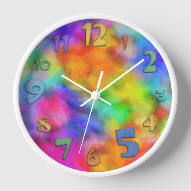 Horloge Couleurs du nuage arc-en-ciel (Recto)