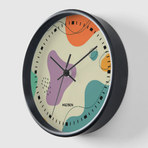 Horloge Couleurs pastel formes abstraites moderne arrière 
