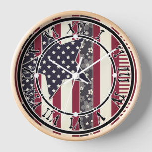 Horloge Couleurs traditionnelles du drapeau américain ptri