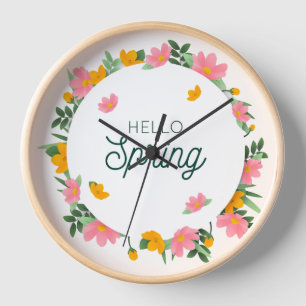 Horloge Couronne florale Bonjour Printemps