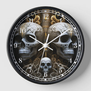Horloge Crânes Horreur gothique Goth Art surréel