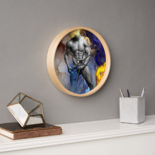 Horloge cri de SlipperyJoe au physique d'homme musclé en n