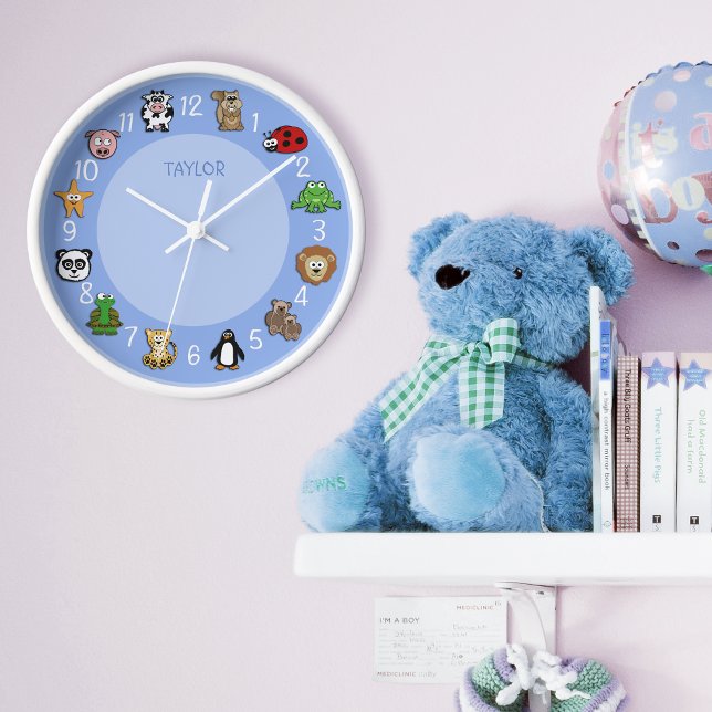 Horloge Critère de dessin avec nom Modèle bleu (Créateur téléchargé)