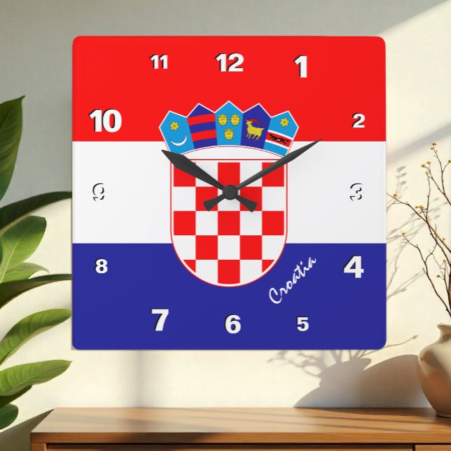 Horloge Croatie, maison patriotique, Drapeau Croat (Créateur téléchargé)