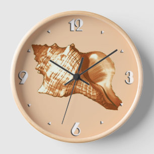 Horloge Croquis en coquille de cône - brun, blanc et bronz