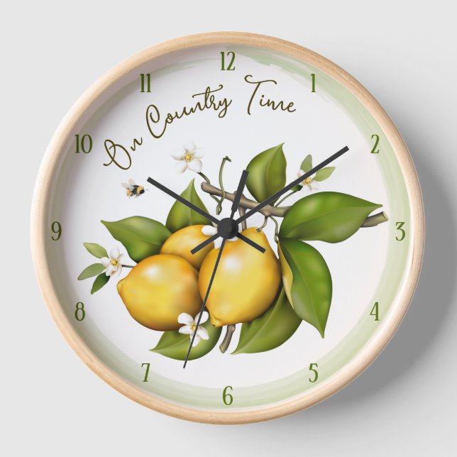 Horloge Cuisine de campagne botanique au citron (Recto)