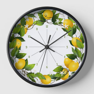 Horloge Cuisine de campagne botanique au citron