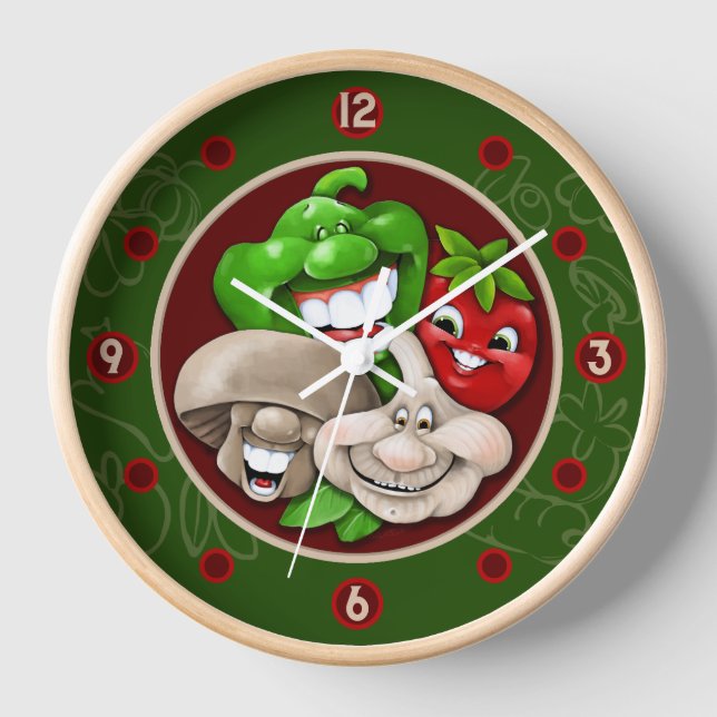 Horloge Cuisine italienne amis.Ail.Champignons.Tomate (Recto)